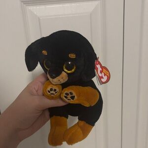 Ty Plush Dog Toy with Black and Tan Colors